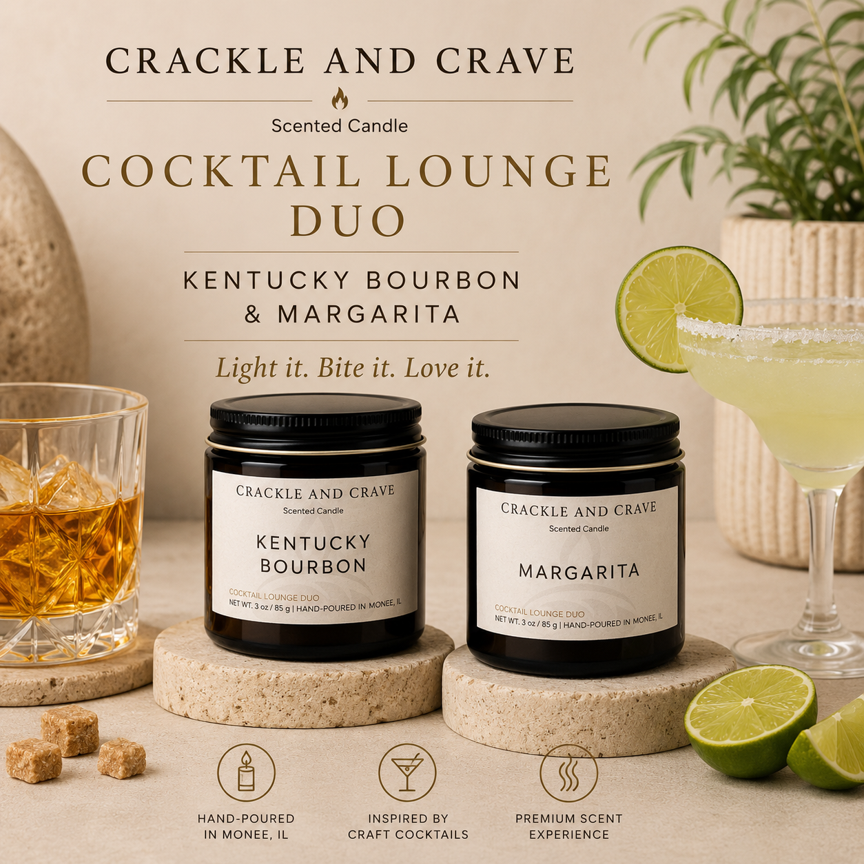 Cocktail Lounge Duo (Margarita + Kentucky Bourbon)