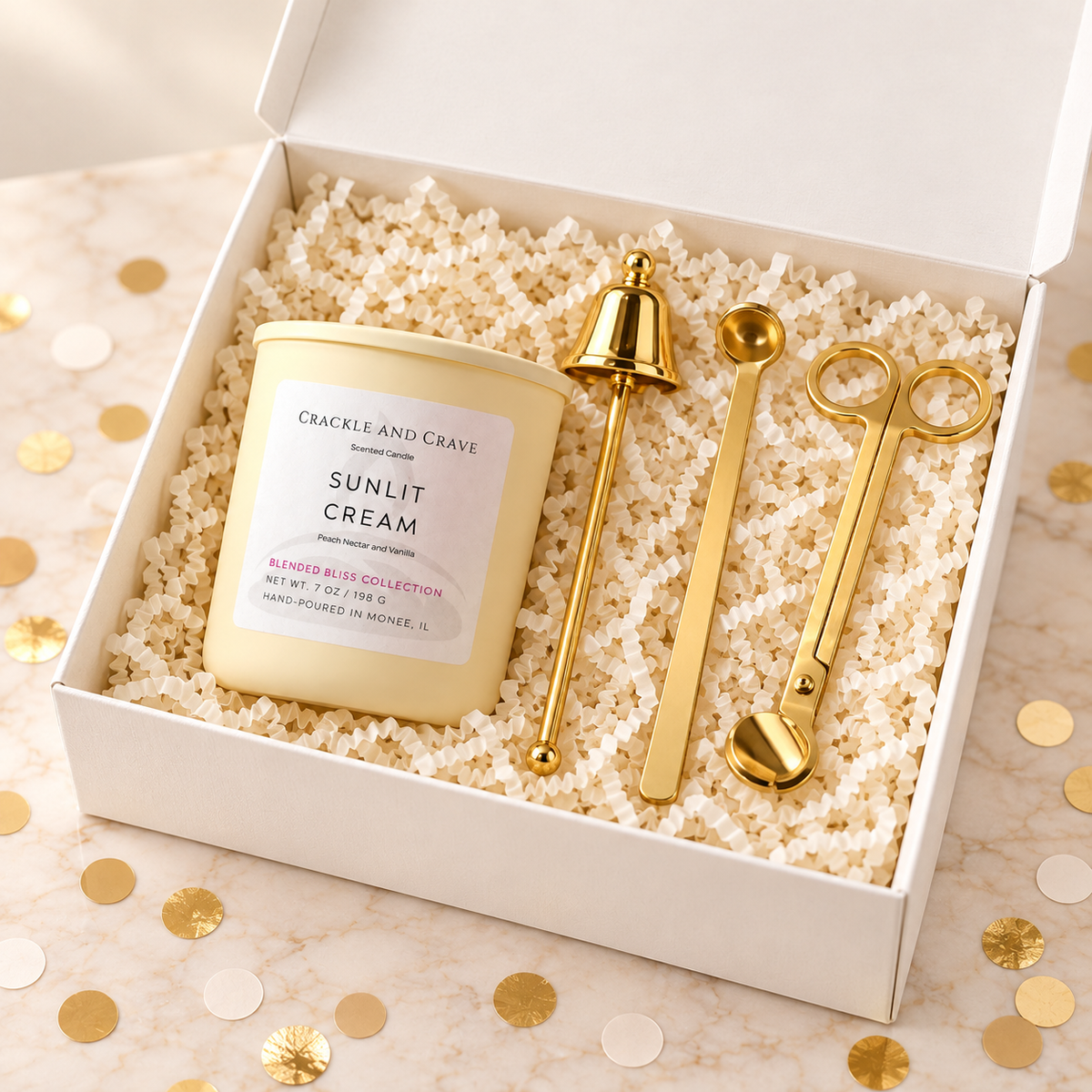 Sunlit Cream Candle Care Gift Set